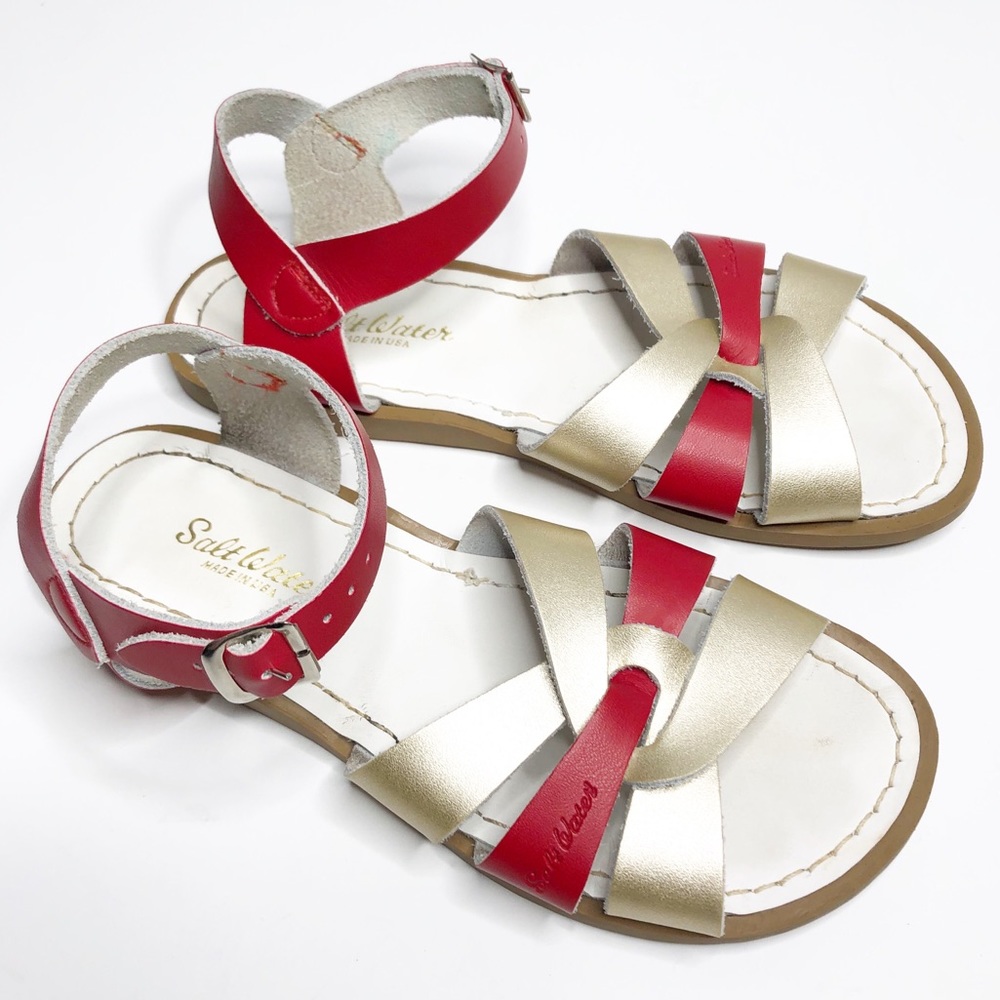 Red and gold saltwater sandals